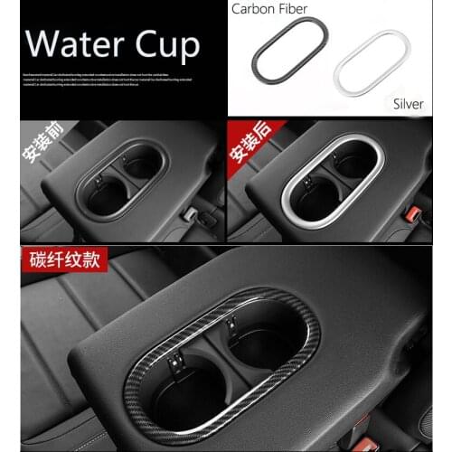 For Volkswagen T-ROC 2018-2020 ABS Chrome Rear Water Cup Holder Decoration Cover Interior Mouldings Trim 1pcs