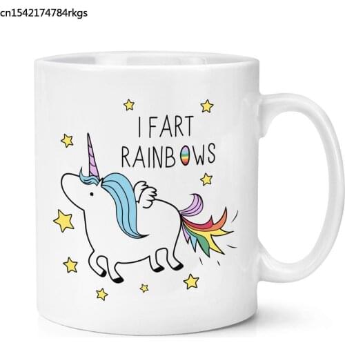 UNICORN I FART RAINBOWS CUP Magical Stars Clouds Poop Glitter MUG