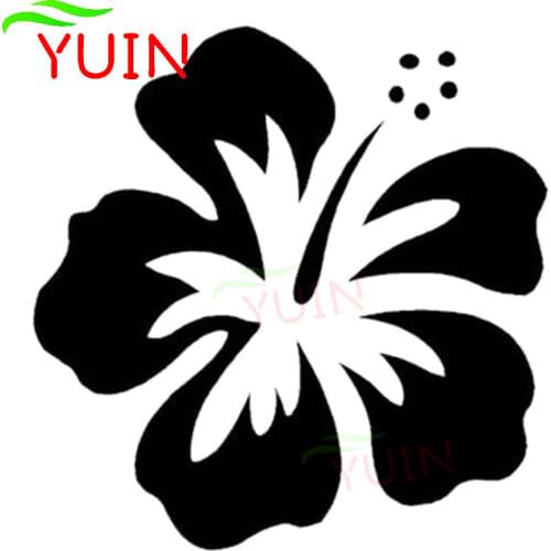Hawaiian Hibiscus Flower Plant Car Sticker Fashion Body Decoration PVC Waterproof Sunscreen Decal Color/White/Red/Laser/Silver