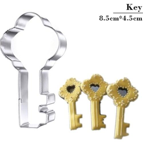 Stainless Steel Key Shape Fruit Vegetable Tools Kitchen Set Accessories Pancake Biscuit Cookie Cutter Tools Party Biscuits Stamp