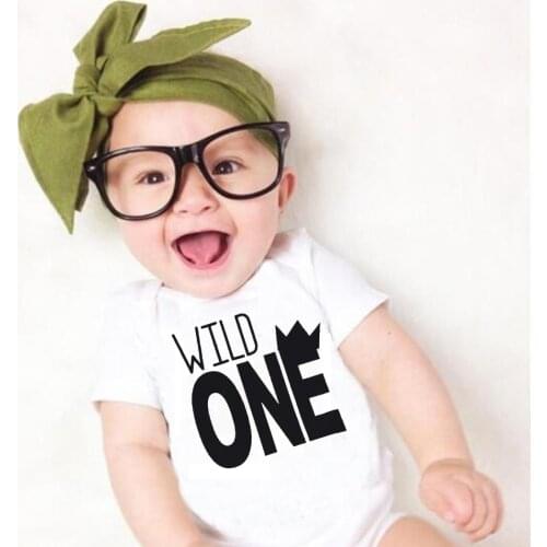 Newborn Baby Boys Girls Romper Cute Baby Clothes Toddler Romper Wild One Letter Print Jumpsuit Outfits Clolthing 0-24M