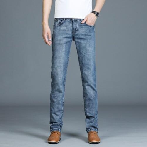 Pants Blue Black Jeans Fleece Warm Mens Jeans 2021 New Straight Winter Classic Business Casual Thickening