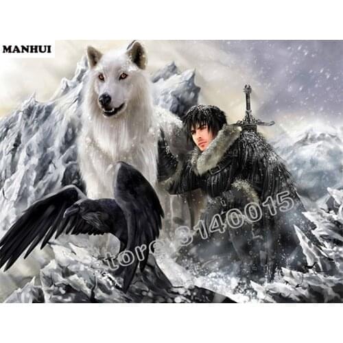 DIY 5D Full Diamond Painting cross stitch Diamond Embroidery Man and wolf Square Diamond Mosaic Crafts BFC059