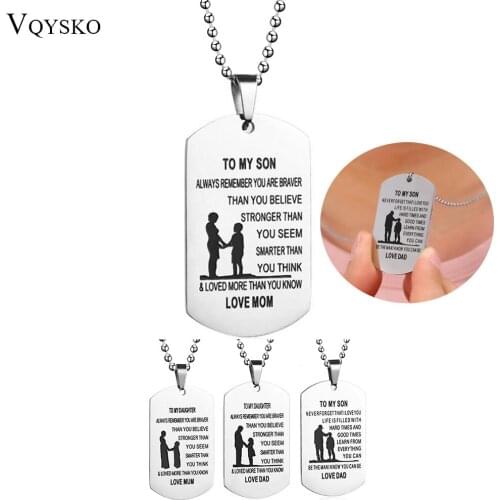 Never Fade Custom Son/Dad/Mum/Daughter Gift Necklace Jewelry Stainless Steel Engrave Pattern Love Pendant Naszyjnik For Family