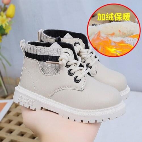 New Toddler Boots Kids Shoes Autumn Winter Children Martin Boots For Boys Baby Girls Snow Boots Plush Warm Pu Leather Boys Shoes