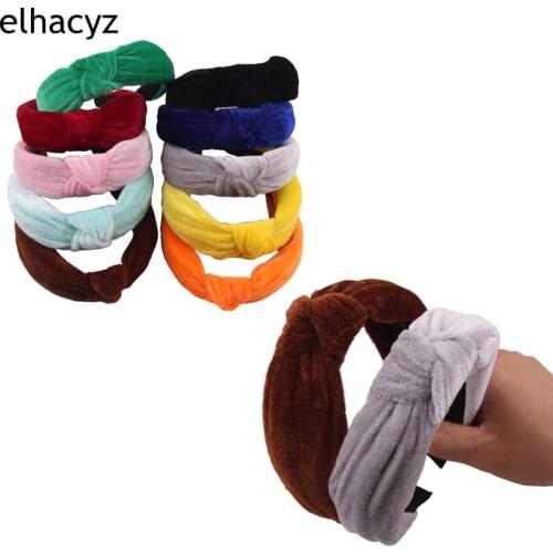 New Knot Cross Tie Solid Fashion Velvet Hair Band Headband Girls Bow Hoop Hair Accessories Twist Headband Headdress for Women