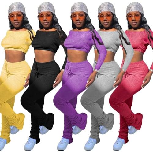 Sexy baby 001 Womens clothing new style casual one-shoulder long-sleeved fold slit micro horn two-piece