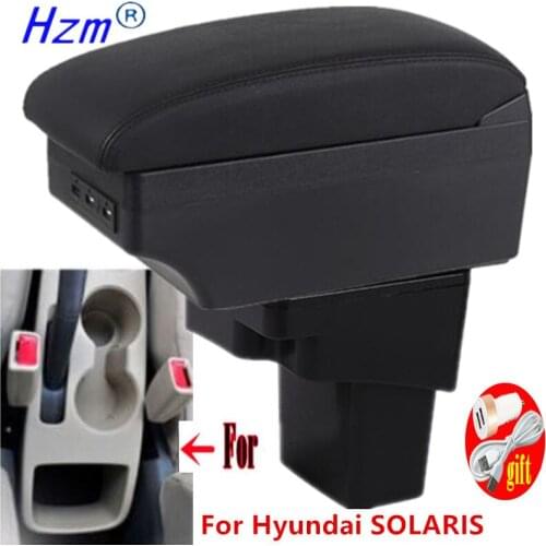 For Hyundai 1 Solaris Verna Grand 2011-2016 armrest box central Store content box with USB accessory