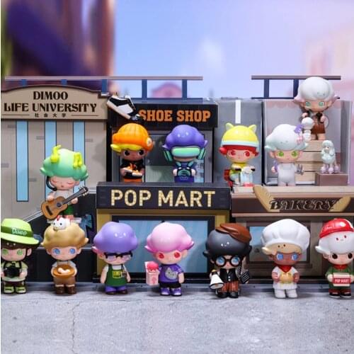 POP MART Dimoo Life University Series for whole box Collectible Doll Cute Action Kawaii animal toy figures free shipping