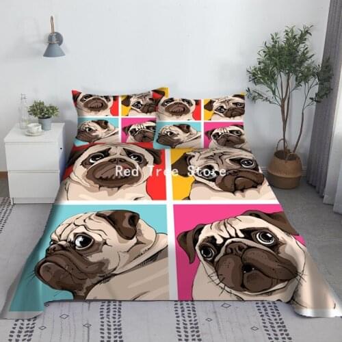 Bedding Sheet Home Textile Dogs Printing Flat Sheets with Pillowcase Bed Linen for King Queen Size Custom Design Wholesale