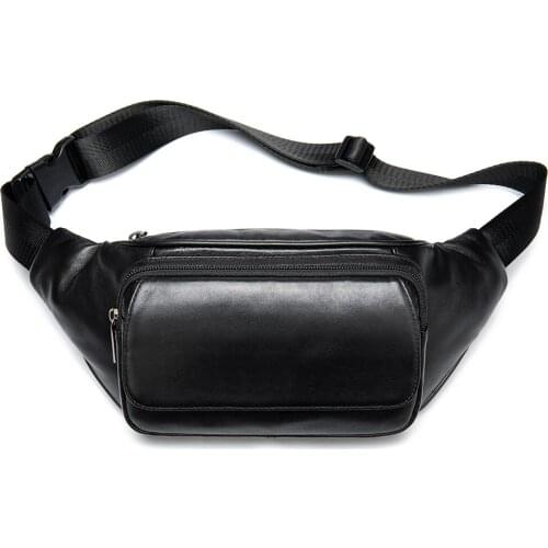 Luufan Sheep Genuine Leather Mens Waist Pack Bag For Men Large Capacity Phone Belt Bag Pouch Male Fanny Pack