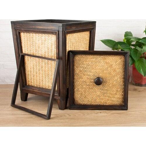 Rectangle Nordic Wood Bedroom Trash Can Cover Kitchen Storage Garbage Bag Standing Trash Bin Paper Basket Cocina Home Decoration