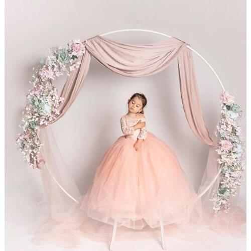 Circle Wedding Props Birthday Decor Wrought iron Round Ring Arch Backdrop Round Arch lawn Artificial Flower Row Stand Wall Shelf