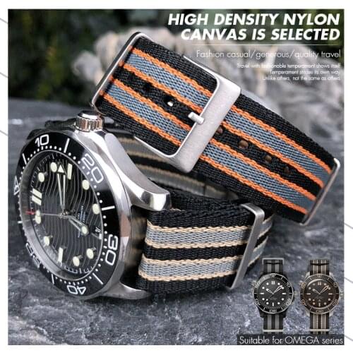 19/20/21/ 22mm Nylon Watch Strap Design Nato Men Watch Band for Omega Seamaster Rolex Longines IWC Tag Heuer Seiko Bracelet