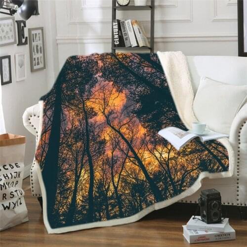 Custom DIY Print Blankets For Bed 3D Print Luxury Sherpa Blanket Coconut Tree Beach Scenery Throw Blanket Tropical Cobertor