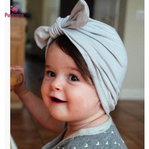 Pudcoco Newborn Cute Baby Cap Toddler Kids Boy Girl Bowknot Cute Soft Cotton Beanie Hat Solid Hat Baby Boys Girls 3 Style