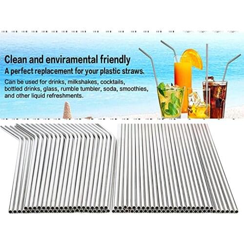 Stainless Steel Straws Reusable Metal Drinking Straw with Smooth Pack of 100 Pieces