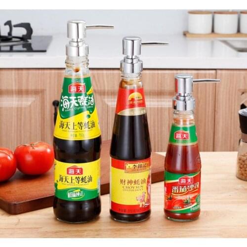 Syrup Nozzle Ketchup Vinegar Olive Oil Bottle Head Pressure Nozzle Household Oyster Sauce Push-type Pump Kitchen Accessories new