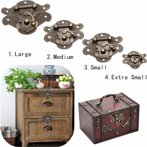 Antique Retro Vintage Decorative Latch Wooden Jewelry Box Hasp Pad Chest Lock With Screws Large/Medium/Small/Extra Small