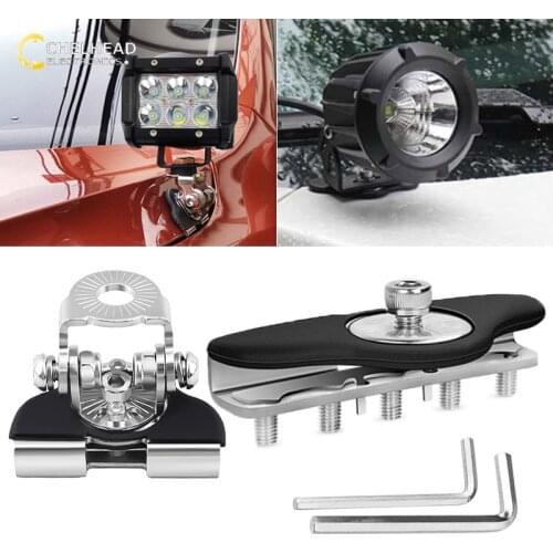 Led Bar Holder Mounting Bracket Car Work Light Fog Lamp Hood Clamp Auto Engine Cover SUV Off road 4x4 Rotatable Lights Mount