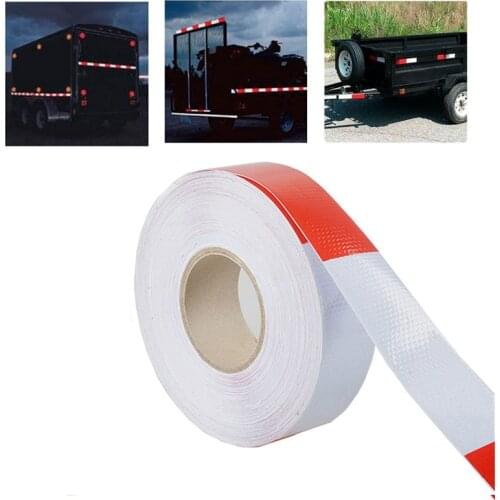 Car Truck Reflective Safety Tape Warning Conspicuity Roll Tape Film Sticker Self-Adhesive Hazard Warning Sticker Red&White