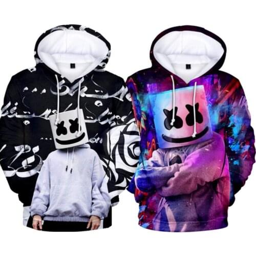Anime Marshmello Cosplay Hot Mystery Mens Hoodies Kids DJ Marshmellow Jacket with Hat Sweatshirt Adult High Quality Hoodies