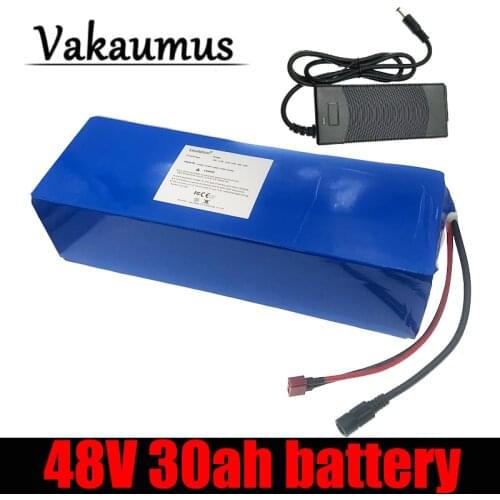 Vakaumus 48V Battery 13s4p 30Ah Battery Pack 750W High Power Battery Ebike Electric Bicycle 25A BMS With T Plug+ 54.6V2A Charger