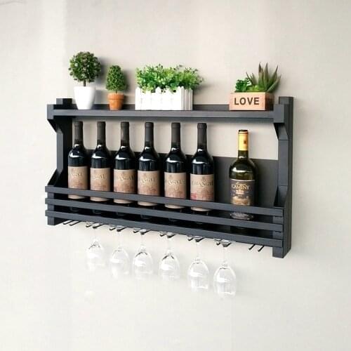 60-100cm Wrought iron wine rack wine glass rack wall hanging cup holder Bar Under Cabinet Display Hanging Shelf Stemware