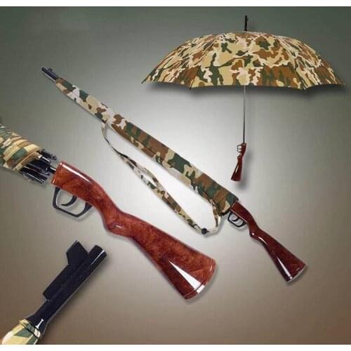 Rifle imitation wooden(plastic) handle gun umbrella sunscreen anti-thunder windproof fiberglass camouflage army long parasol