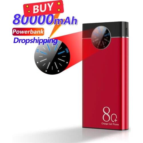 Power Bank Portable Charger 80000mAh Outdoor Power Bank Digital Display USB LED Light Fast Charging For Xiaomi Samsung IPhone