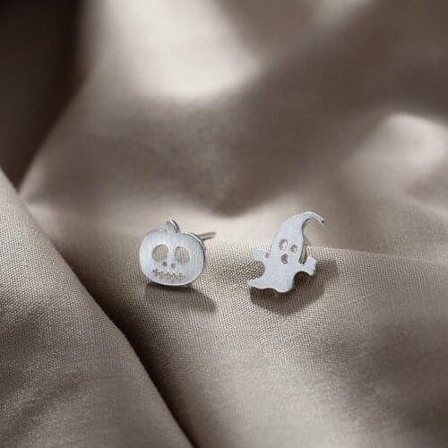 Asymmetric Halloween Pumpkin Ghost Earrings for Women Fun Lovely Korean Fashion 2021 Trend Dating Friend Pendientes Wholesale
