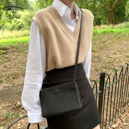 Knitted Vest V Neck Jokert Vest Women Solid Loose Sweater Spring Autumn Women Vest Winter Outerwear Plus Size Comfort Vest 10974