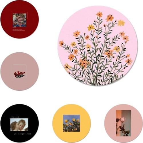 58mm Pink Aesthetics Aesthetic Flower Icons Pins Badge Decoration Brooches Metal Badges For Backpack Decoration