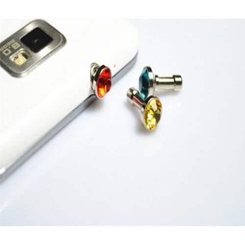 10pcs/set Shinning Colorful Diamond 3.5 mm Earphone Plug Headphones Hole Dustproof Plug Universal Mobile Phone Earphone