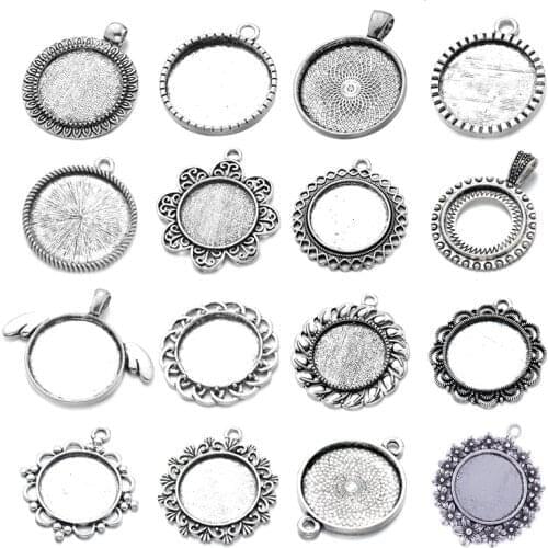 10pcs/lot 25mm Cabochon Charm Pendant Blank Bezel Setting For Pendant Necklace DIY Jewelry Making Crafts Accessories Findings