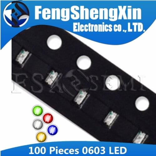 100pcs/lot 0603 LED 1.6*0.8MM Highlighting SMD LED light-emitting diodes RED White yellow blue green orange