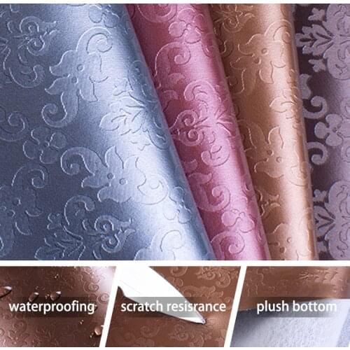 138x100cm Pure Coloured Damascus Pattern PU Artificial Leather Fabric Background Wall Bedside DIY Sofa Sewing Bag Material