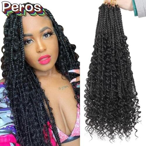 Crochet Braid Goddess Hair Box Braids 22inch 15 Strands/Pack Curly Bohemian Synthetic Braiding Hair