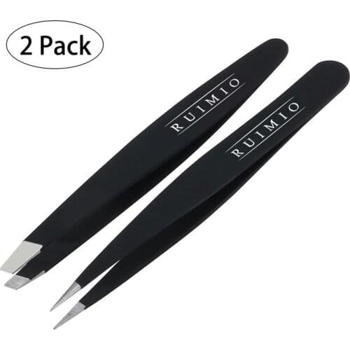 2pcs Stainless Steel Bevel Eyebrow Tweezer Hair Beauty Slanted Puller Eyebrow Clip And Eyebrow Clamp Hair Removal Makeup Tool