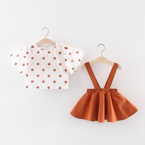 2020 TALLOLY European and American spring and summer hot selling girls' polka-dot T-shirt solid color dress suit