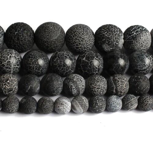 6/8/10/12mm Black Frosted Agates Onyx Stone Beads Round Loose Beads for Jewellery Making Diy Bracelet Necklace15''/Strand