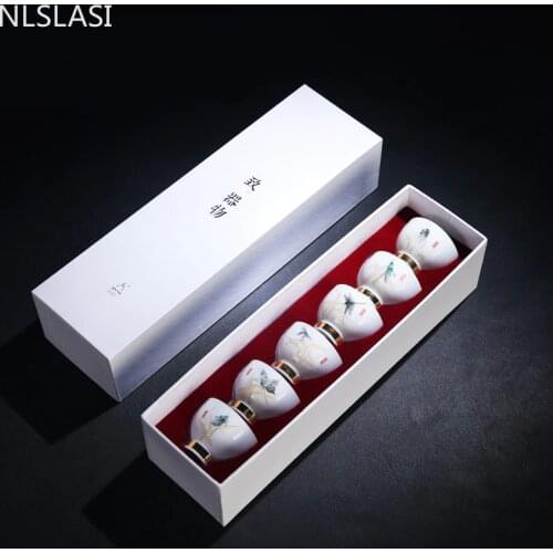 6 pcs/lot Jingdezhen Ceramic teacup tieguanyin Small cups porcelain Tea set Accessories Master Personal Single Cup With gift box