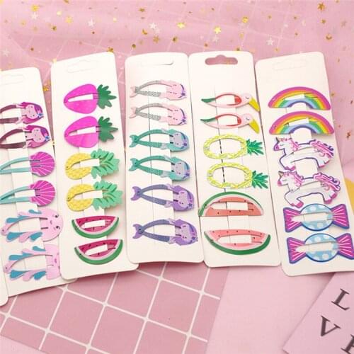 6PCS/PACK Cartoon Hair Clips Colorful Anti-slip Snap Headwear Hair Clips Barrettes Hairpins for Baby Girls Children (Random)