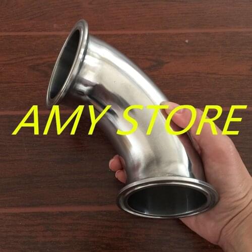 63MM 2-1/2" 2.5" Sanitary Ferrule Elbow 90 Degree Pipe Fitting SS304 Tri Clamp 77.5mm SS304 Grade Stainless Steel