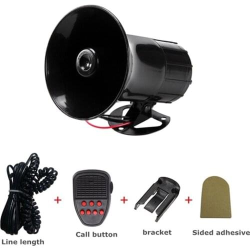 6 Sound 50W 12V Car Alarm Handheld Megaphone Siren Horn For Motorcycle Truck Boat PA Speaker 120dB Air Horn with Microphone