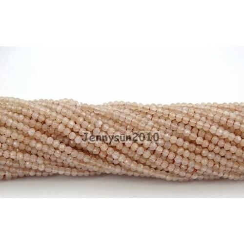 Brilliant Cut Shining Natural Sun Moonstone Gems Stone 2mm~2.7mm Faceted Round Beads Jewelry Making 2 Strands/Pack
