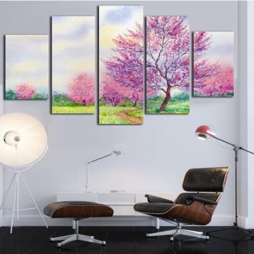 Blosssom Spring Canvas Painting 5 Piece Wall Art Modern Home Decor For Living Room Kids Room Waterproof Ink F