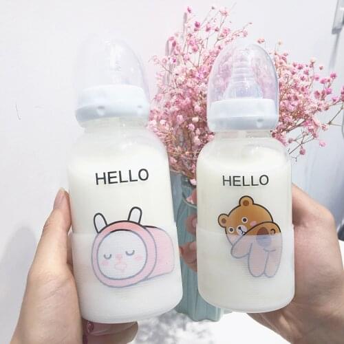 2021 new Adult Baby bottle cute cute rabbit glass baby bottle DDLG male and female students glass baby bottle Water bottle300ML