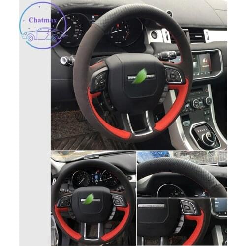 Steering Wheel Cover for Land Rover Range Rover Velar Evoque Discovery 2345 Suede Leather Hand Sewing Wrap DIY Stitchwork Holder