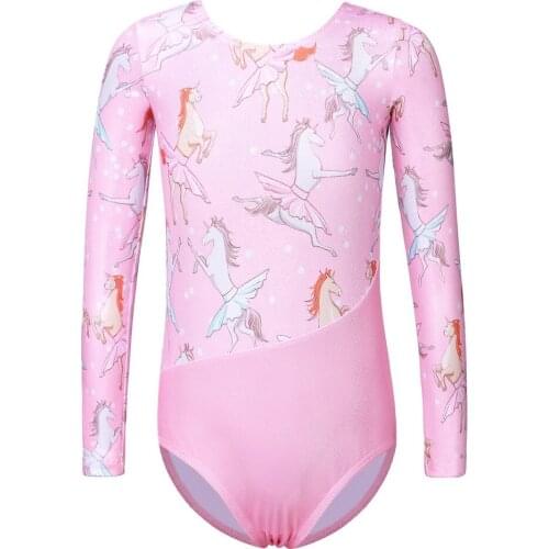 BAOHULU Gymnastics Leotard for Girls Long Sleeve Pink Ballet Leotard for Girls Kids Gymnastics Bodysuit Ballet Dance Wear